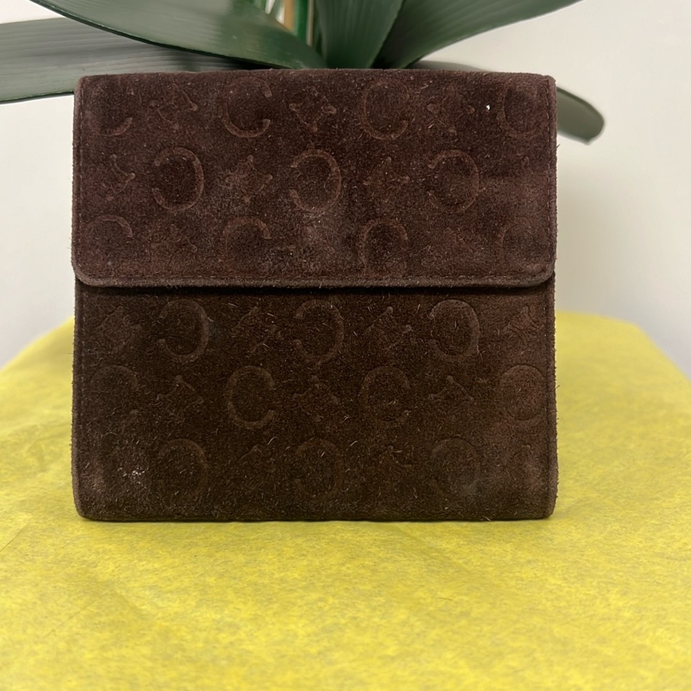EUC!  Celine bifold suede wallet